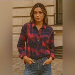 BDG Red and Black Checkered Button Down Shirt